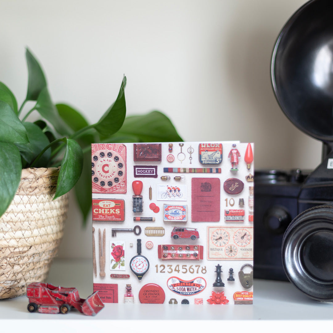 Red & Gold Vintage Patterned Eco-friendly Greetings Card